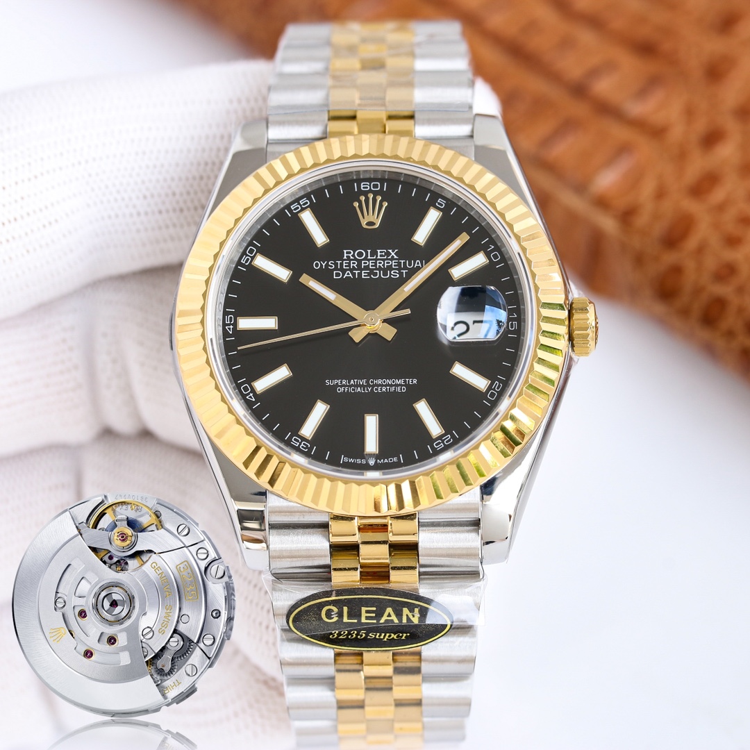 Clean Factory/C Factory Rolex Datejust Series Mechanical Men's Watch, Authentic Molded Replica 1: Features a 1:1 Super 3235 integrated movement with 72-hour power reserve. No fake movement decoration. Extremely stable movement. 2: Entire watch crafted from 904L stainless steel /paired with AR factory steel bracelet and IP vacuum-plated platinum bezel / Free replacement for color fading 3: Dial color matches authentic to an incredible degree 4: Market's only replica with authentic calendar font; subsequent 1-31 date font authenticity comparison available 5: Only replica achieving luminous hands/indexes in matching color, achieved through third-party manufacturing + self-procured Swiss C1+C3 luminous powder. 6: Indexes/crown logo studs feature full platinum electroplating. Though clean styles are scarce, nearly every piece is a masterpiece. Completely resolves most Datejust pain points on the market, born for perfection. Clean-Datejust - Image 8
