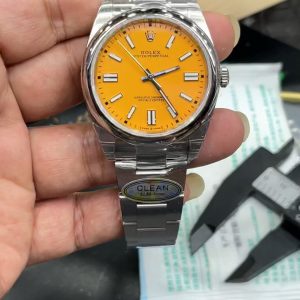 Rolex Oyster Perpetual Replica / 36mm Yellow Dial / Shanghai 3230 Automatic Mechanical Movement