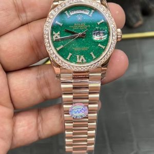 TWS Rolex Day-Date Weighted Edition / 36mm Dual Calendar Peacock Green Stone Dial / Powered by Shanghai 3255 Automatic Mechanical Movement / Weight 134-135 grams