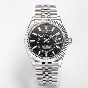 Alternative view of 【Factory2022 Masterpiece】Upgraded Rolex Sky-Dweller!Stunning Details: 【Case】42mm diameter, exuding steadfast reliability and regal elegance! Bezel features Rolex Ring Command triangular grooves, with rotating outer ring for month adjustment! Scratch-resistant sapphire crystal, anti-reflective convex magnified date window. 【Bracelet】Oystersteel!Triple-link bracelet with Oysterlock clasp and 5mm Easylink extension system. 【Dial】Sunburst finish with red dot month indicator at 12 o'clock. 【Movement】Powered by the automatic mechanical 9001 caliber! 【Functions】Date display / Month display / Annual calendar / Dual time zone! A Factory masterpiece—truly yours to own!