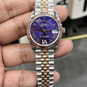 GS Rolex Datejust Series / 31mm Rose Gold Case with Purple Roman Dial / Powered by Hangzhou Cal.2236 Automatic Mechanical Movement