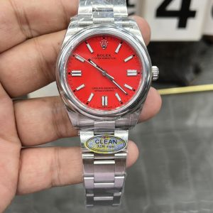 Rolex Oyster Perpetual Replica / 36mm Red Dial / Powered by Shanghai 3230 Automatic Mechanical Movement