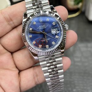 Alternative view of Rolex Datejust Replica / 41mm Blue Diamond Datejust 27 Jewels / Powered by Shanghai-modified Dandong 3235 Automatic Mechanical Movement