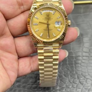 GS Rolex Day-Date / 40mm Yellow Ice Sugar / Seagull 3255 Automatic Mechanical Movement / Weighted Version 180g