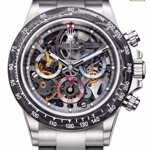 The Rolex Daytona complex chronograph with carbon fiber skeletonized movement is arriving soon—anyone interested in pre-ordering? [flirt][flirt][flirt]        The all-new Rolex Daytona debuts its first carbon fiber skeletonized mechanical watch.Exclusively customized for Colombian racing legend Juan Pablo Montoya, featuring a fully automatic mechanical 4130 skeletonized movement meticulously calibrated and tested. The carbon fiber bezel integrates luminescent functionality, creating a cosmic spectacle under starlit skies. Sapphire crystal glass. Pre-orders now open.