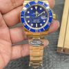 Rolex Full Gold Blue Submariner / 41mm Full Gold Blue Submariner / Shanghai Movement Modified to Dandong 3235 Automatic Mechanical