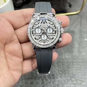 CBD Rolex Private Customization Daytona Series / 40mm Tiger Daytona Full Diamond Edition / Dandong 4130 Automatic Chronograph Mechanical Movement / Super Weighted 153g
