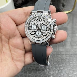 Alternative view of CBD Rolex Private Customization Daytona Series / 40mm Tiger Daytona Full Diamond Edition / Dandong 4130 Automatic Chronograph Mechanical Movement / Super Weighted 153g