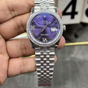 GS Rolex Datejust Series / 36mm Blue Roman Dial with Diamond Bezel / Powered by Hangzhou Cal.2236 Automatic Mechanical Movement