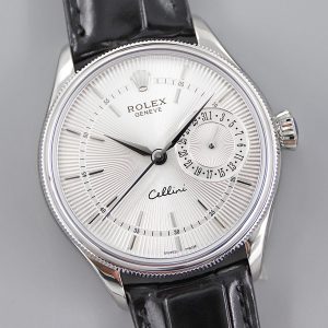 Alternative view of TWC Rolex Cellini Series 1⃣️ Features the 3195 automatic winding movement with quick-set hour hand and quick-set moon phase, matching the genuine model's functions. 2⃣️ Monobloc middle case with screw-down caseback and winding crown. 3⃣️ Structural dimensions and thickness identical to the original: 39mm diameter, 12.5mm thickness. 4⃣️ Domed sapphire crystal, premium Italian full-grain leather strap with edge stitching. Achieves time adjustment, thickness, and structure identical to the original.
