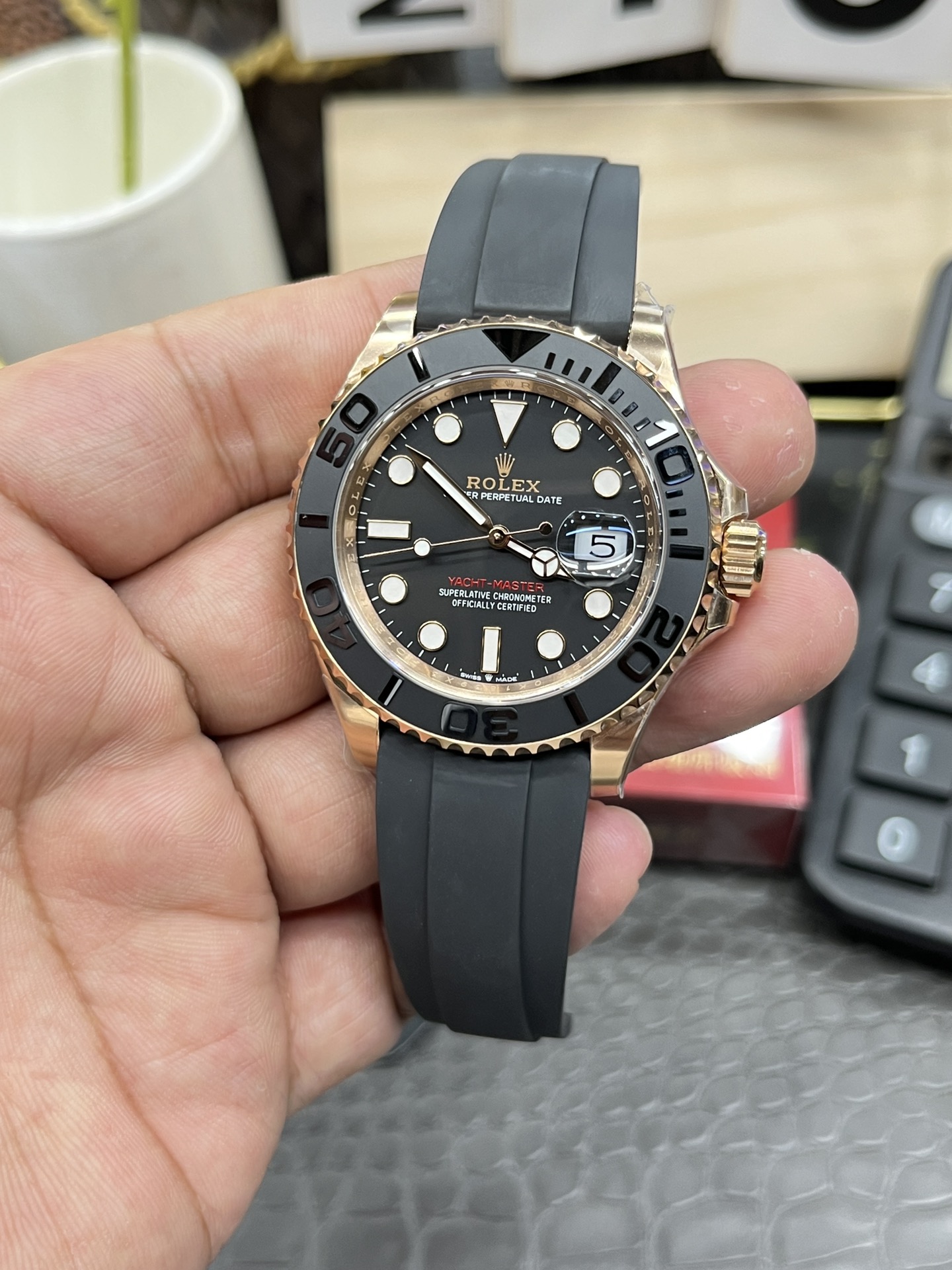 Rolex Yacht-Master Rose Gold / 40mm Rubber Strap / Shanghai Movement Modified to Dandong 3235 Automatic Mechanical - Image 2