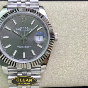 Clean Factory Authentic C Factory New Rolex Datejust Series M126334-022 1: Features a 1:1 Super 3235 integrated movement with 72-hour power reserve. No fake movement decoration. Extremely stable movement. 2: Full 904L stainless steel case /paired with AR factory steel bracelet and IP vacuum-plated platinum bezel / Free replacement for color fading 3: Gray dial color extremely close to genuine 4: Market's only version with authentic calendar font; subsequent 1-31 date fonts individually verified against genuine 5: Only version achieving matching luminous hands/indexes in matching color, achieved through third-party manufacturing + self-procured Swiss C1+C3 luminous powder. 6: Indexes/crown logo studs feature full platinum electroplating. Though clean styles are scarce, nearly every piece is premium quality. Completely resolves most Datejust pain points on the market, crafted solely for perfection. Clean-Datejust