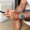 Green Submariner on the wrist